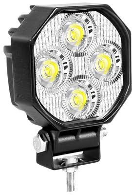 Willpower Phare de Travail LED 7CM 16W 12V 24V Spot pour Tracteur Voiture | Feu Antibrouillard LED 6000K Blanc, Etanche IP67, pour 4x4 Quad Camion Offroad Véhicule Bateau ATV