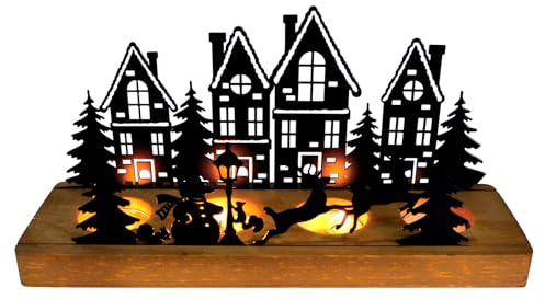 Joxessaien Advent Kerzenhalter Weihnachten, Teelichthalter Holz Metall Kerzentablett, Adventskranz Kerzenständer mit Schneemann & Rentier, Adventsgesteck Tischdeko Weihnachtsdeko