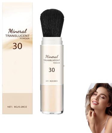 Poudre fixatrice minérale translucide avec pinceau – légère, contrôle du sébum, finition mate, protection solaire, longue tenue pour un look naturel, idéale pour les activités de plein air ! (1pcs)