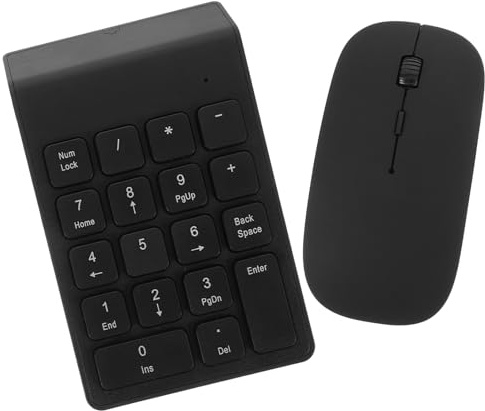 Teclado Numérico Negro Inalámbrico para Compacto Abs Portátil | Ratón a Juego, Conexión sin Cables, Diseño Ligero, Uso en Oficina y Hogar
