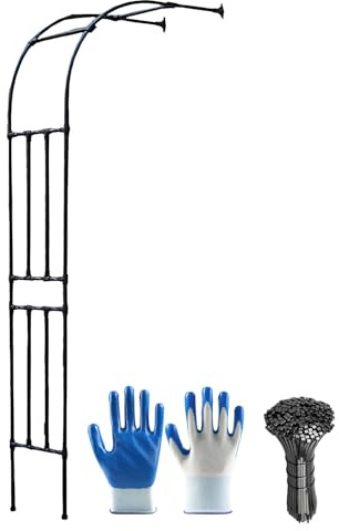 Sturdy Garden Arch for Climbing Plants - Outdoor Wall Trellis, Half Side Pavilion for Flowers & Horticulture, 2.4M Black Metal Garden Decor, Perfect for Lawn & Yard