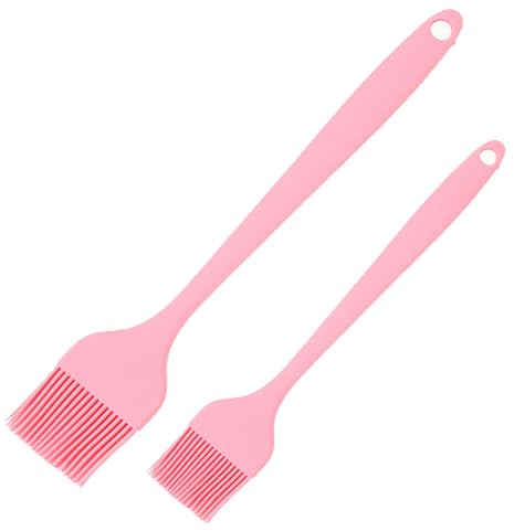 Lelasety Silicone Basting Pastry Brushes Set, 2 Pcs Heat Resistant Kitchen Cooking Baking Brush for Oil Butter Sauce BBQ Grill, BPA Free, Dishwasher Safe, 8&10 inch