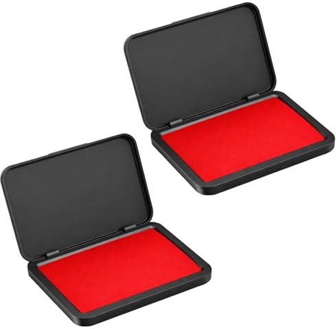 Red Ink Pads for Stamping, 2 Square Indonesia Ink Pads, Office Document Stamping and Craft Project Decorating, Suitable for Scrapbook Page Designing and Card Making, Quick Drying Waterproof Stamp Ink
