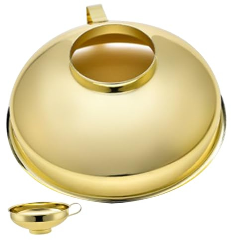 TIDTALEO Embudo de Acero Inoxidable Pequeño, Multifuncional Boca Ancha, Embudo Metálico para Líquidos, Aceite y Vinagre, Uso en Cocina y Llenado de Botellas, Diseño Dorado de Grado