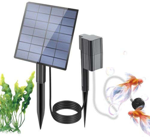 Solar Pond Aerator with Battery, 2.5W Solar Air Pump for Pond Koi Fish