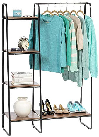 Iris Ohyama Perchero metálico, con 4 Estantes, Negro, Diseño Moderno, Marco Resistente, Antideslizante, para Dormitorio, Estudio, Armario, Ropa y zapatos, Secado, Montaje fácil, PI-B3