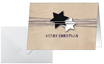 Sigel Weihnachtskarten Christmas Wrapping A6 25 Stück | DS079, Hardcover aus Kraftpapier Optik mit Umschlägen für festliche Grüße