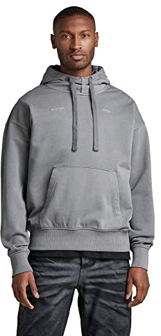 G-STAR RAW Herr Garment Dyed oversized huvtröja tröja, grå, XL, GRÅ, XL