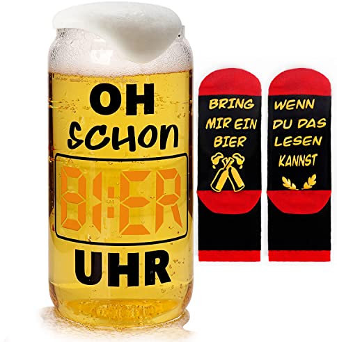 ANOTION Bierglas 550ml Bierglas Lustige Biersocken Neuheit Geschenk für Männer Füllung für Adventskalender Männer