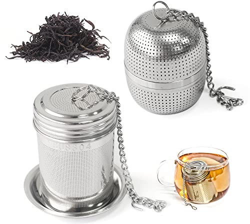 Colino per Tè in Acciaio Inox 304 - Maglia Fine per Tè Sfuso, Spezie, Caffè - Utilizzato per Teiere, Tazze, Bottiglie - Con Gancio a Catena e Telaio