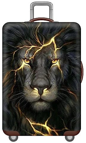 Kofferschutzhülle Elastisch Kofferhülle 18-32 Zoll, Mateju Tier-Serie Gepäck Cover Reisekoffer Hülle Trolley Case Schutzhülle Luggage Cover Waschbare Staubdichte Kofferbezug (Löwe,XL)