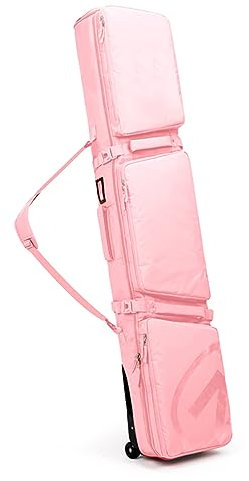HMWOKPOT Rollbare Doppel-Skitasche Für Flugreisen – Gepolsterte Skitasche Mit Rollen Und Verstärkter Doppelpolsterung, Passend Für 2 Sätze Ski,Rosa,155x36cm