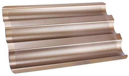 ABOOFAN Carbon Steel Gold Bread Baking Tray Mold Rack Nonstick Loaf Pan for Baking Small French Bread