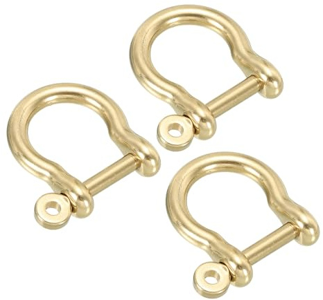 PATIKIL 3 Stück D-Ring Schäkel 19/32 Zoll Innere Breite Reiner Messing | U-Typ Fob Schlüsselhaken Kleine Bügelschäkel, Für DIY Handwerk Leder Ersatz