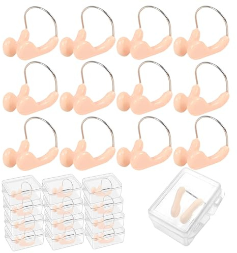 AOMAIGAD 12 Pack Nose clip, Ppince nez natation,Clip de nez Unisexe bouchon,De nez avec boîte swim nez protecteur,Pince-nez étanche, robuste et fiable, qui protège les adultes et les enfants. (12 PCS)