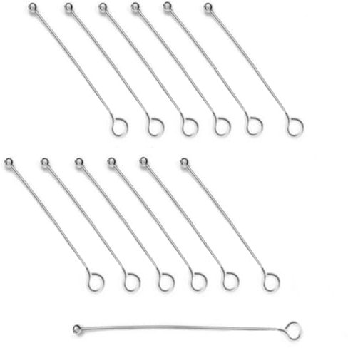 My-Bead 10 Stück Ösenstifte mit Kugel 30mm 925 Sterling Silber Kettelstifte Eye Pins Juweliers- Qualität DIY
