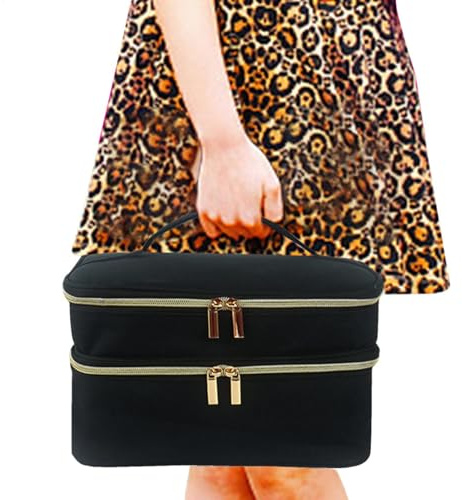 Sac de rangement pour fournitures de – Boîte à double couche, sac de rangement pour accessoires | Grand panier à avec boîte de voyage pour femme pour fournitures de