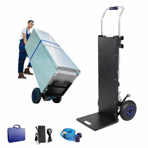 Carretilla eléctrica para Subir escaleras de Alta Resistencia, Carretilla de Mano Grande de 1200 W con asa telescópica, Cargador rápido, para mudanzas, almacenes y entregas(A 551lbs)