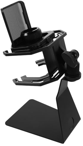 Alipis Microphone Shock Mount Metal Mic Stand Holder Mount for Studio Recording and Desk Use Adjustable Mic Holder Pop Filter for Livestreaming