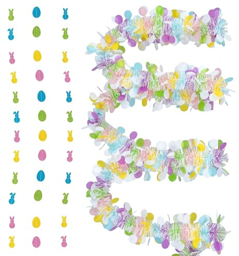 ZXTGBQ Ghirlanda Pasquale Da 2 M Con Coriandoli Colorati E Decorazioni Pasquali, Corona Primaverile, Decorazione Primaverile Da Appendere Ad Alberi, Scuole, Case, Feste, Decorazioni Pasquali