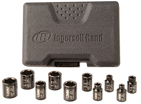 Ingersoll Rand 67381 1/4 Zoll 10-teiliger Steckschlüsselsatz Chromolystahl langlebig für Werkstatt robust und zuverlässig | Enthält 0,6 cm Stecknüsse, Ratsche, Verlängerung und Zubehör in einem Aufbewahrungskoffer