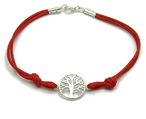 Empress Jewelry Bracciale in argento massiccio 925 Albero della vita con corda rossa B000213R