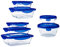 Pyrex Cook & Go - Lot de 7 Boîtes avec Couvercles Hermétiques - Tailles et Formes Différentes - Verre Borosilicate - Compatible four, micro-ondes et lave-vaisselle - Made in France