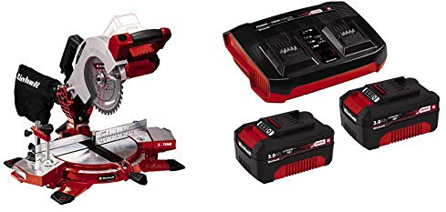 Einhell Troncatrice TE-MS 18/210 Li - Solo Power X-Change + 2X 3,0Ah & Twincharger PXC Starter Kit