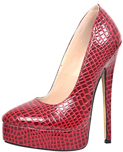 Sexy Spitzschuh Rot High Heels 18CM Stiletto Pumps Fetisch High Heels Sexy Stripper Club Pole Dance Schuhe Größe 36-46,Rot,46 EU