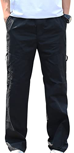 Pantalon Chino Homme Pantalon Treillis Homme Pantalon Large Homme Pantalon Décontracté Homme Pantalon Homme Grande Taille Pantalon Homme Coton Pantalon Streetwear Homme Noir
