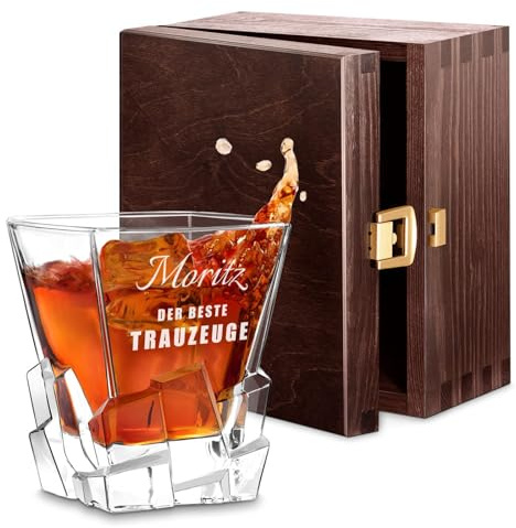 Maverton Whisky Glas mit Gravur - Whiskey glass 250 ml personalisiert mit Namen - Geburtstagsgeschenk für Männer - Whisky Geschenk - personalisierte Geschenke für Männer - Höhe: 10 cm