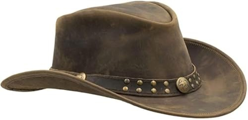 Sidewinder Cappello da Cowboy Durevole Jungle Grain Leather Unisex Adulto per Uomo Modellabile Outback Stile Occidentale Tesa Larga