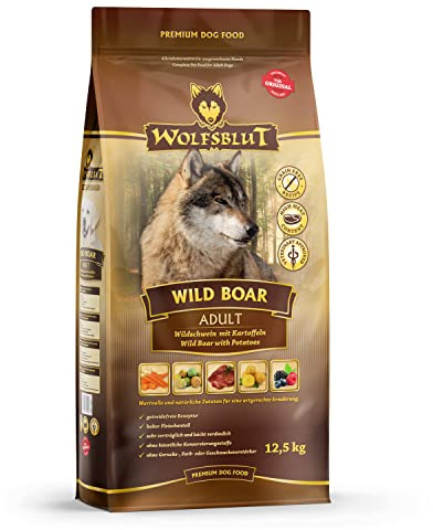 WOLFSBLUT – Wild | Trockenfutter mit natürlichen Zutaten und wertvollen Superfoods für ausgewachsene Hunde. Getreidefreies Alleinfutter ohne Zusatzstoffe im Beutel | 12,5kg Wild