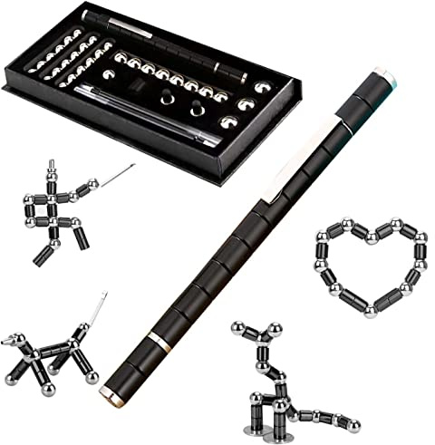 QILUCKY Stylo à bille magnétique, gadgets pour hommes, pour hommes et adolescents, stylo magnétique multifonction amusant (noir)