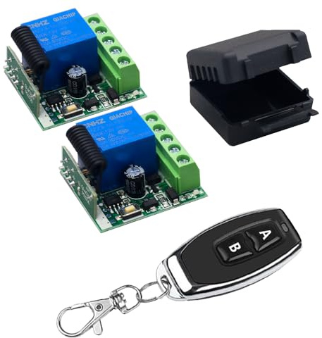 QIACHIP DC 12V Funkschalter mit Fernbedienung 433 mHz,Funk Relais 1 Kanal Momentan Toggle Latch Schalter, Sender Empfänger Universal Handsender für Zentralverriegelung Auto,Türöffner