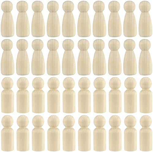 HAKZEON 80 PCS 65 mm Unfinished Wooden Peg Dolls, 40 Male 40 Female Decorative Wooden Peg Doll People, Wooden Peg Doll Body for Painting, DIY Craft Art Projects, Decoration