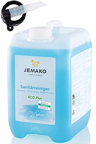 Jemako Sanitärreiniger Blue Sea 5 L Kanister inkl. Auslaufhahn – Badreiniger & Kalkentferner für Dusche, Waschbecken, Fliesen & Armaturen – kraftvoller Badezimmer Reiniger mit frischem Duft