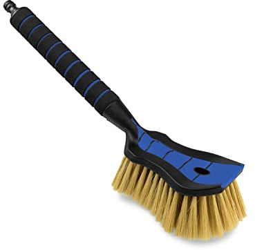 Tom PaR Autowaschbürste Standard Plus Soft 44 cm, Wasseranschluss - Blau | Weiche Borstenspitzen, Absperrventil am Griff und gummierter Kopf gegen Insektenreste – schont den Lack bei der Handwäsche