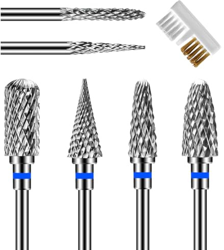 CGBE Nail Cutter Bits, 6 Piece Nail Cutter Tips Grinding Heads Carbide Machine Accessories for Manicure Remove Acrylic or Hard Gel Polygel, 3/32 Inch Professional Bits for Nail Cutter.