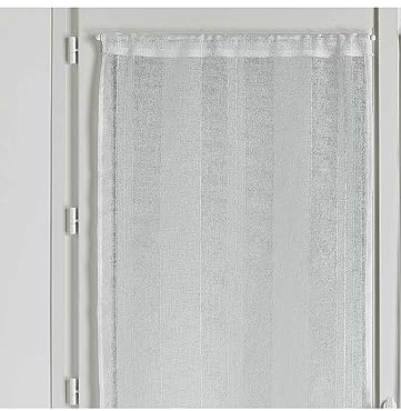 Qabane - Petit voilage droit uni à rayures fantaisie Polyester Blanc 90x210 cm