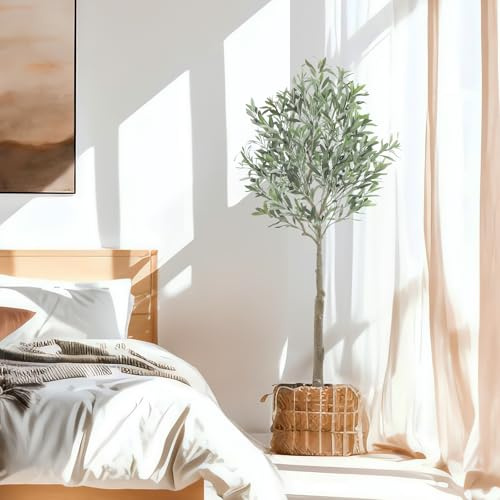 Oc'leaf Konstgjord Olivträd - 150cm Stora Konstväxter, Olivträd i Kruka, Dekorativt Konstgjort Träd för Hemmet, Vardagsrum, Sovrum, Kontor, Trädgård