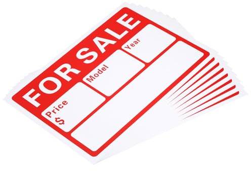 PATIKIL Cartel De Se Vende, 8Pcs 12Lx9Wx0.01T Autoadhesivo Para Negocios Tiendas Publicidad Comercios Venta De Autos Y Coches, Rojo, PVC