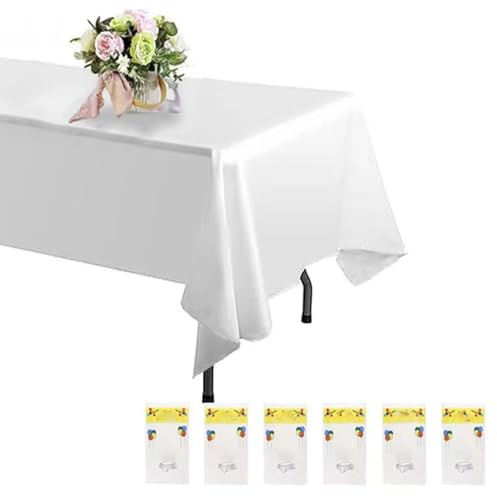 6 Stück Einweg Tischdecke Weiß - biertisch tischdecke, Geburtstag Tischdecken, Rechteckig Tischtuch Geeignet für Geburtstag, Party, Hochzeit, Weihnachten, 137 x 274 cm