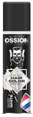 Morfose Ossion Premium Barber Line Ivory Daisy White Instant Hair Color Spray 150ml – Sofortiges Haarfarbspray - Temporäre Lösung, Sofortige Farbveränderung, Flexibel einsetzbar - Für alle Haartypen