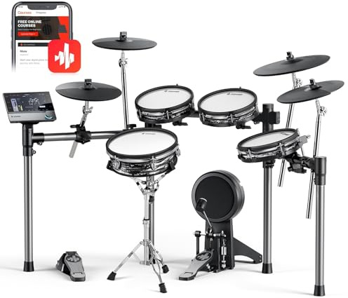 Donner Beat Max Electronic Drum Set, Electric Drum Kit with 12 Quiet Mesh Drum Pads, 14 Cymbals w/Choke, 100 Kits and 1100+ Sounds, Sticks, USB MIDI, DONNER PLAY app (5 Pads, 4Cymbals)