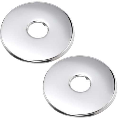 Pndeyo 2 x großer Duscharmflansch, 8 cm Außendurchmesser, gebürsteter Edelstahl, Rosettenplatte, runde Duschrohr-Abdeckplatte, Ersatz für Duschkopfarme, Silber