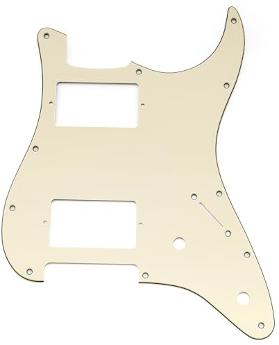 Musiclily Pro 11 Löcher ST HH Gitarre Schlagbrett Pickguard 3-lagig Crème | 2 Bedeckter Humbucker 2 Potis Aussparungen, für Fender Squier Strat Style E-Gitarre