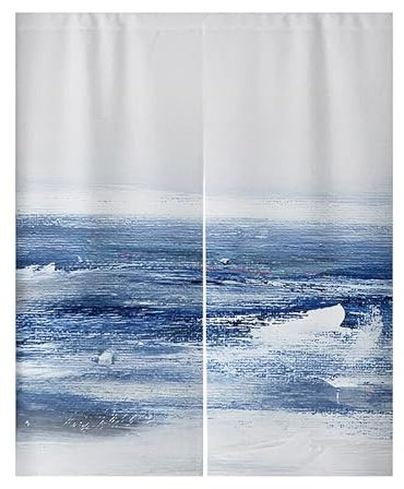 Küchenvorhänge Himmelblau Graffiti Scheibengardinen Polyester Vorhänge Kurz Waschbar Raumteiler Vorhang Türvorhang Langlebig Küchenvorhang Kurze Gardinen Verdickung Tür Vorhang 80x120cm