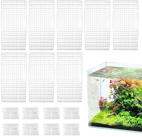 MHLLGN 8 Pack Transparent Acrylic Tank Lid with Clips, Aquarium Lid Hood, Fish Tank Top Cover, Breeder Tank Lid, Acrylic Grid Panel Fish Tank Lid, Aquarium Cover Lid