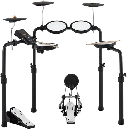 XDrum DD-250P E-Drum Kit - Elektronisches Schlagzeug mit Mesh Head- und Becken Pads, Kick-Pedal mit Pad, HiHat-Controller - Integrierter Bluetooth-Empfänger - Drumset inkl. Stimmschlüssel & Sticks